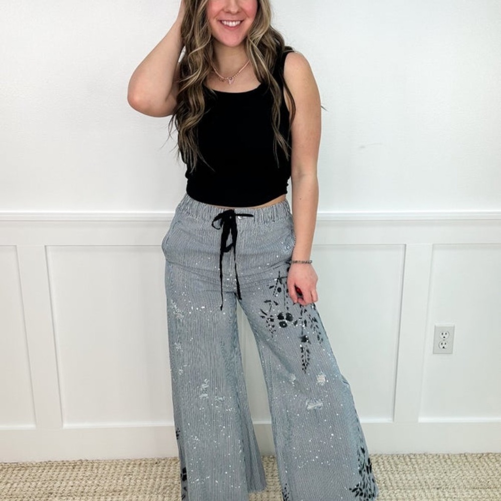 Wide Leg Pants with Drawstring Waist